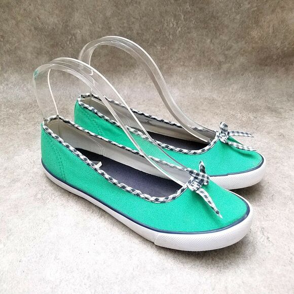 Lands End Big Girls 196707 Size 3 Green  Textile Slip On Loafer Flats - Picture 1 of 9